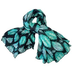 Cesar Galindo Crinkled Batik Print Silk Scarf